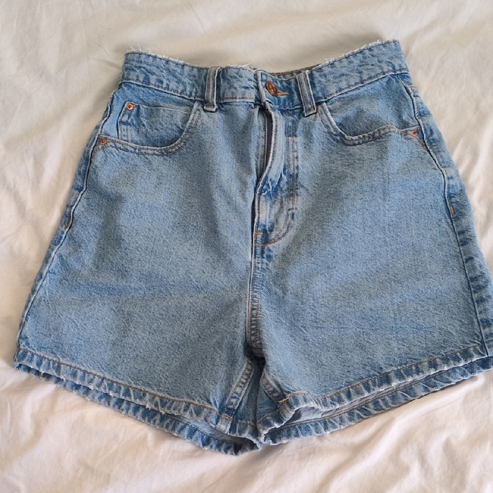 Zara Blue Jean Shorts High-Waisted Vintage Style